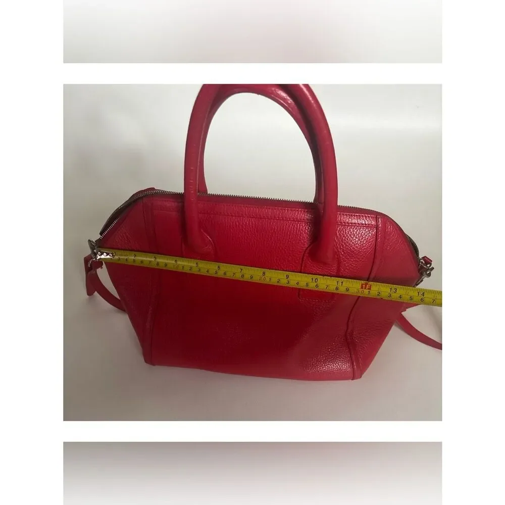 Furla Alice Pebbled Leather Satchel Handbag ~Removable Crossbody Strap in Red